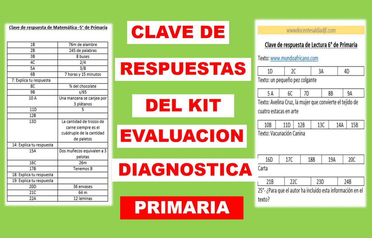 Clave de respuesta del kit de evaluación diagnostica de primaria