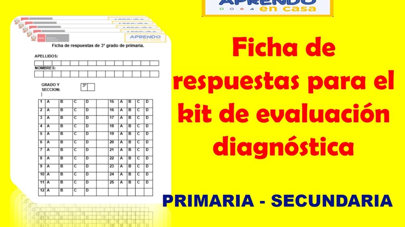 Ficha de respuestas del estudiante para el kit de evaluación diagnostica de primaria y secundaria
