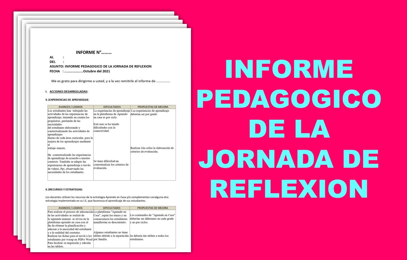 Ejemplo de informe de la jornada de reflexión pedagógica - Docentes al Dia  DJF