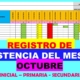 Registro de asistencia del mes de octubre del 2021