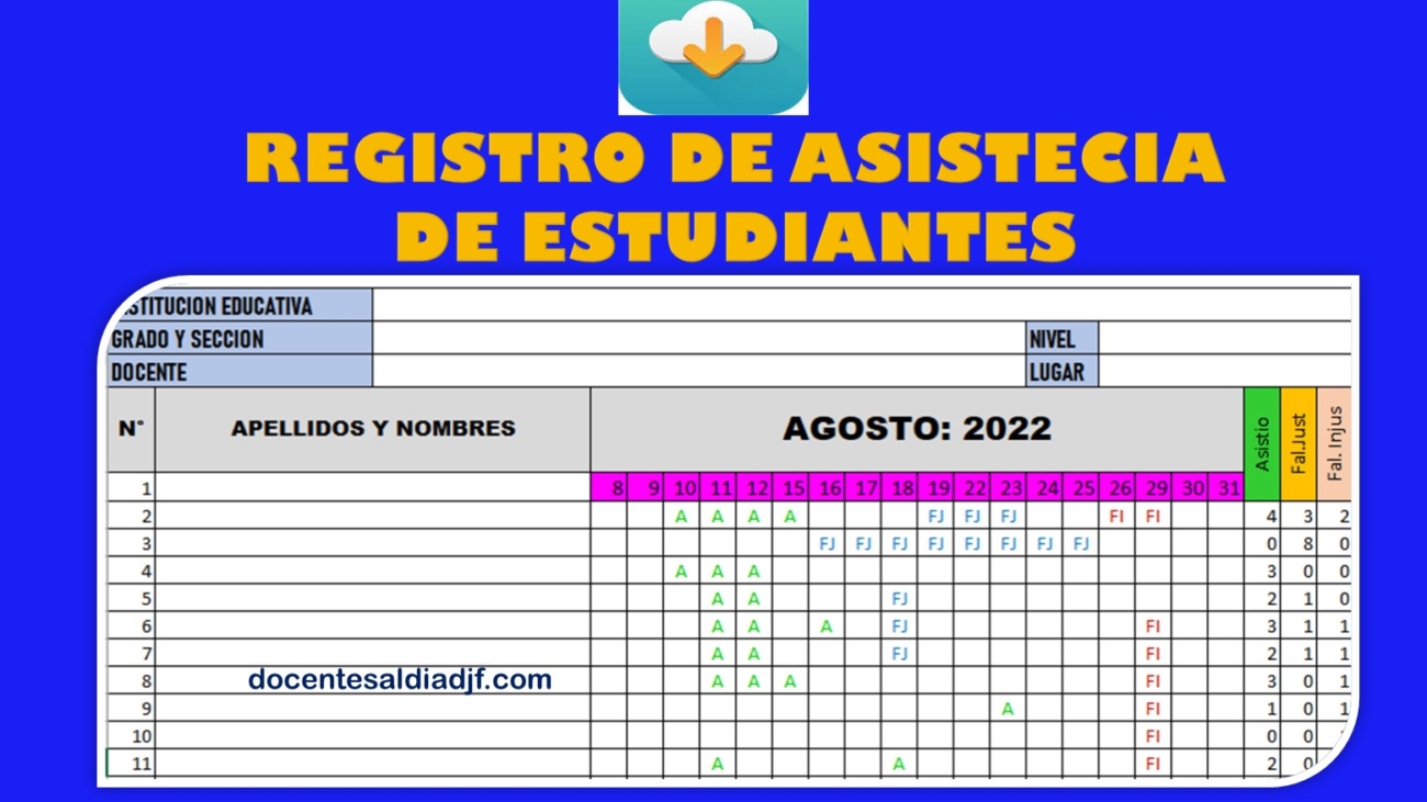 REGISTRO DE ASISTENCIA DE ESTUDIANTES DEL MES DE AGOSTO DEL 2022
