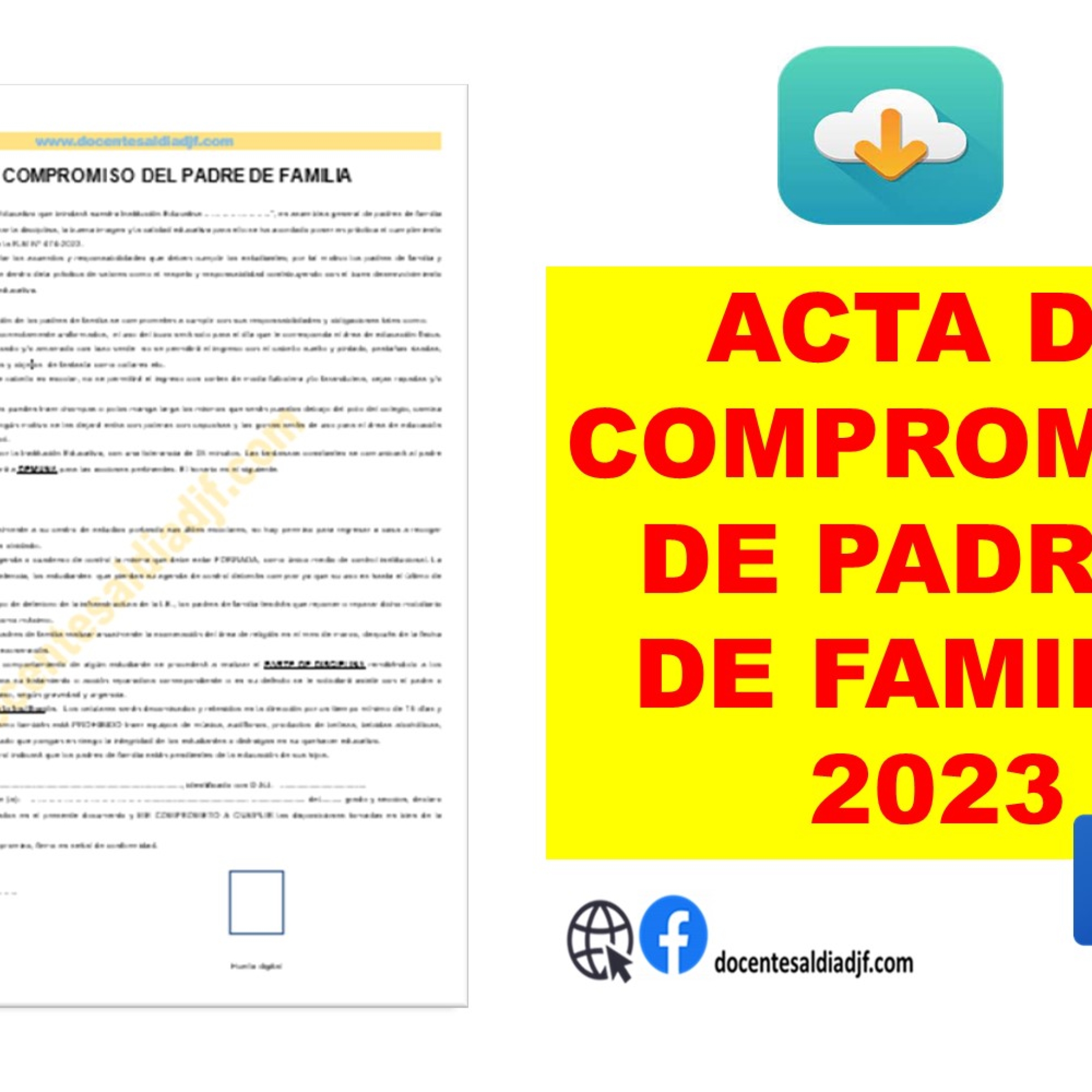 Acta de compromiso de los padres de familia 2023 - Docentes al Dia DJF