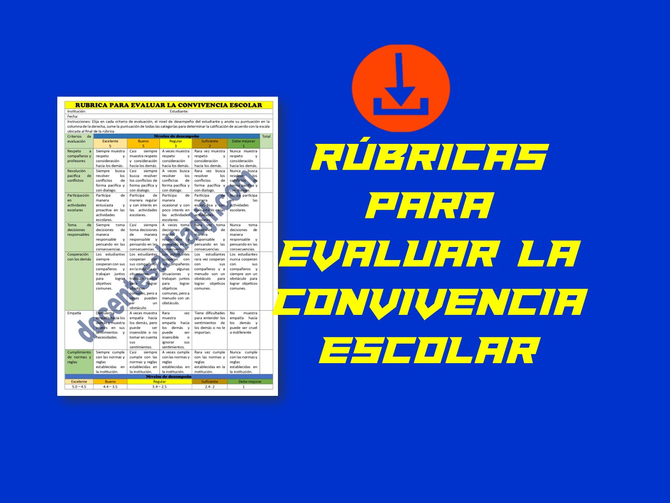 Rubrica para evaluar la convivencia escolar - Docentes al Dia DJF